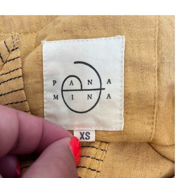 Pana Mina Flax Cotton Lagenlook Dress Size XS Yellow Boho Ethically Made India - Picture 8 of 10